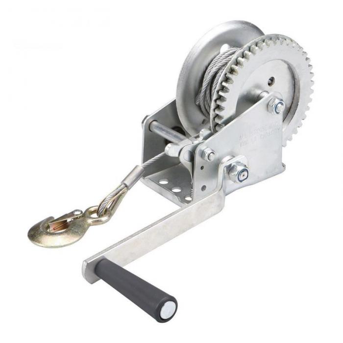 1400lbs Zinc Plated Marine Boat Car Trailer Manual Hand Winch