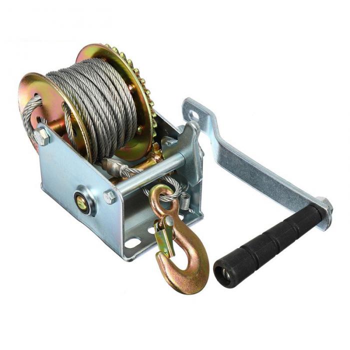 2000lbs Zinc Plated Caravan Marine Manual Hand Winch Boat Winch