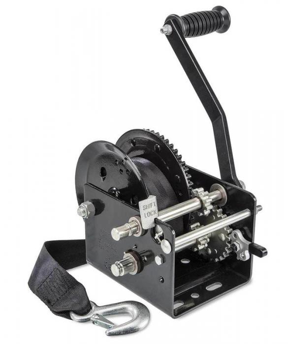 1800lbs Zinc Plated Dual Gear Boat Trailer Manual Hand Winch