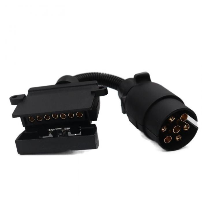7 Pin Trailer Plug Adaptor Round Male to Flat Female