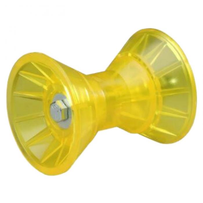 Boat Trailer Amber Yellow Poly Bow Rollers With 12mm Shaft & End Caps